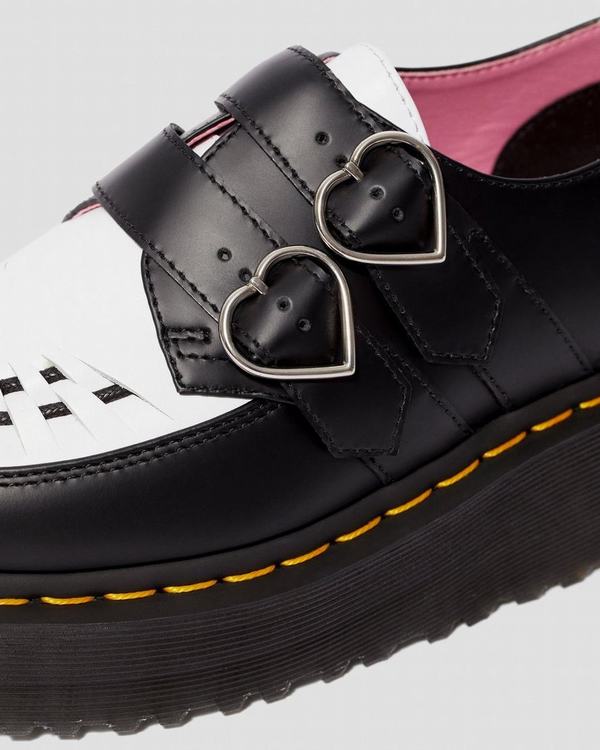 Dr Martens Dámské Polobotky Lazy Oaf Buckle Creeper Černé Bílé, CZ-032745